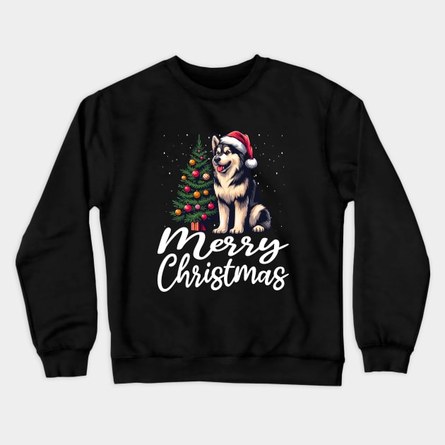 Merry Christmas Shepsky Husky Mix Crewneck Sweatshirt by Outrageous Flavors